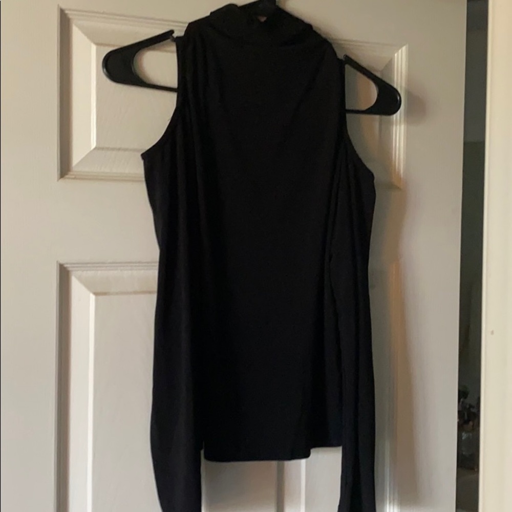 Black shoulder cut blouse